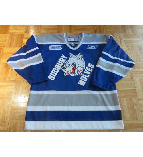 Custom OHL Sudbury Wolves 2008 08 Dube Hockey Jersey Blue